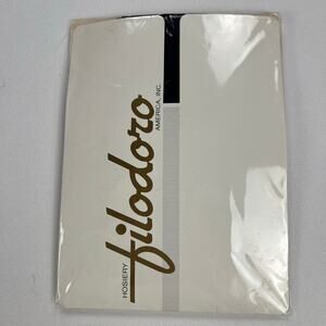 Vintage 1990s Filodoro Italian Pantyhose Stockings Nero Black Size 3 Large